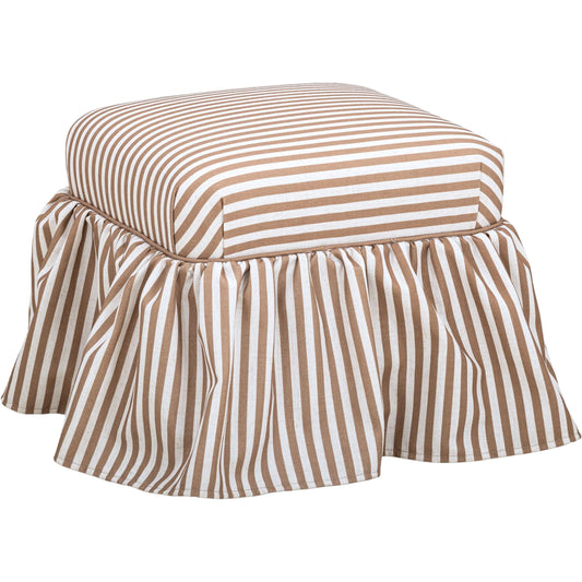 Gertrude Striped Performance Linen Skirted Ottoman by TOV Furniture. Made from fabric, plywood, rubberwood in a unique style.
