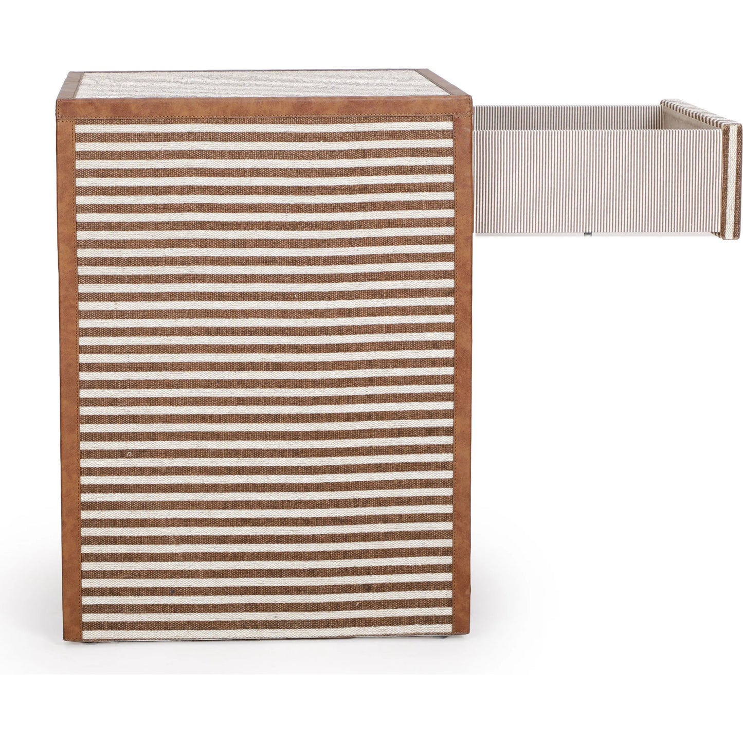 003 SI-2633779 | Closeup | Kora 1-Drawer Contract-Grade Nightstand by TOV Furniture in brown. Made from cotton, jute, mdf in a unique style.