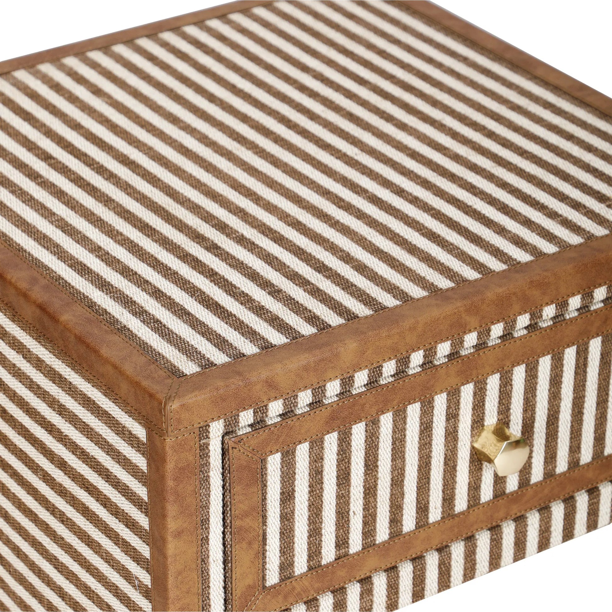 Kora 1-Drawer Contract-Grade Nightstand by TOV Furniture in brown. Made from cotton, jute, mdf in a unique style.