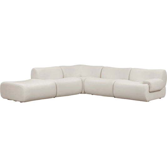 Zenith 5-Piece Contract-Grade Upcycled Modular Sectional by TOV Furniture. Made from fabric, plywood, rubberwood in a unique style.