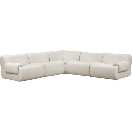 Zenith 5-Piece Contract-Grade Upcycled Modular L-Sectional by TOV Furniture. Made from fabric, plywood, rubberwood in a unique style.