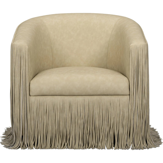 Shag Me Performance Swivel Accent Chair by TOV Furniture in tan. Made from vegan leather, wood in a unique style.