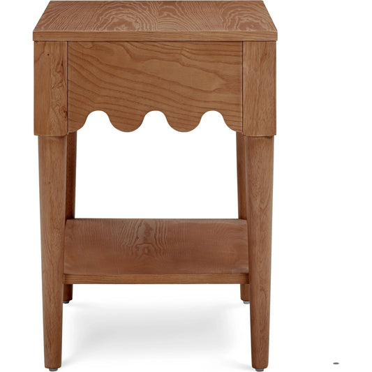 Oodle Nightstand With Drawer by TOV Furniture in walnut. Made from mdf, plywood, rubberwood, walnut veneer in a unique style.