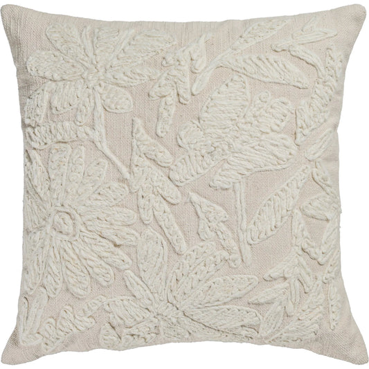 Tabitha Euro Size Square Embroidered Throw Pillow by TOV Furniture in cream. Made from cotton, wool in a unique style.
