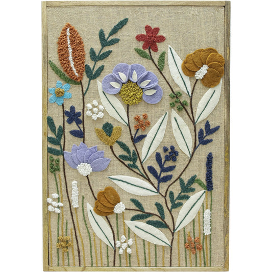 Muro "Sprout" Embroidered Wall Art by TOV Furniture in multi. Made from cotton, jute, mango wood, polyester in a unique style.