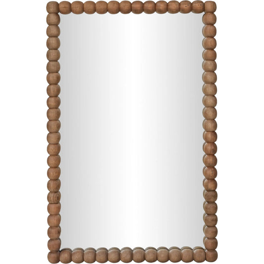 Cheyanne X Carved Solid Wood Rectangular Wall Mirror by TOV Furniture in natural. Made from glass, mango wood in a unique style.