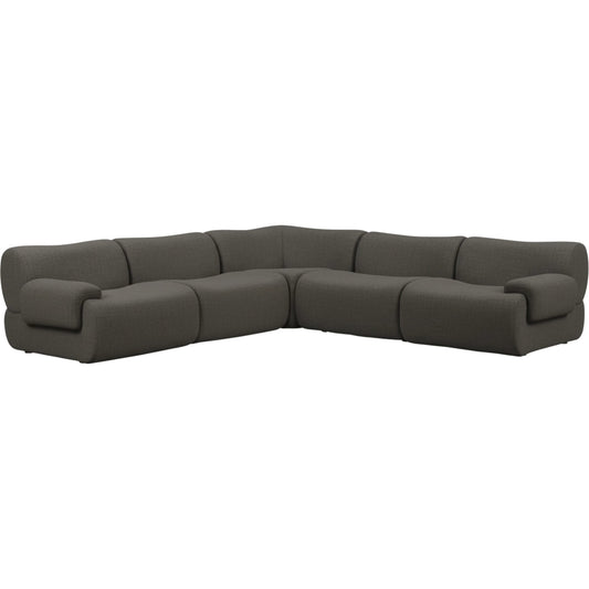 Zenith 5-Piece Contract-Grade Upcycled Modular L-Sectional by TOV Furniture. Made from fabric, plywood, rubberwood in a unique style.