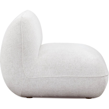 Arezza Contract-Grade Basketweave Chenille Armless Chair by TOV Furniture in stone white. Made from fabric, plywood, rubberwood in a unique style.