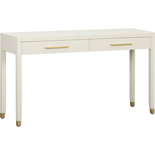 Dani Faux Shagreen 2-Drawer Console Table by TOV Furniture in cream. Made from acacia, mdf in a unique style.