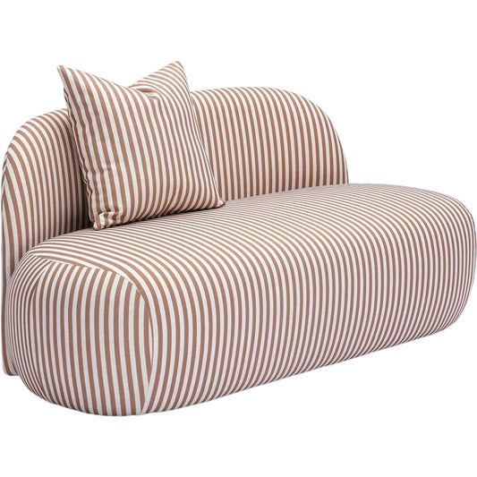 Carraway Brown Striped Performance Linen Loveseat by TOV Furniture in brown stripes. Made from fabric, plywood in a unique style.