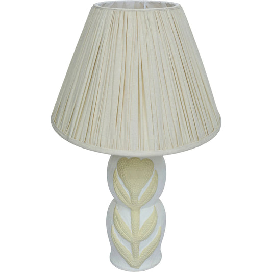 Edith Curved Flower Pleated Table Lamp by TOV Furniture in cream, ivory. Made from aluminum, linen, papier mache, steel in a unique style.