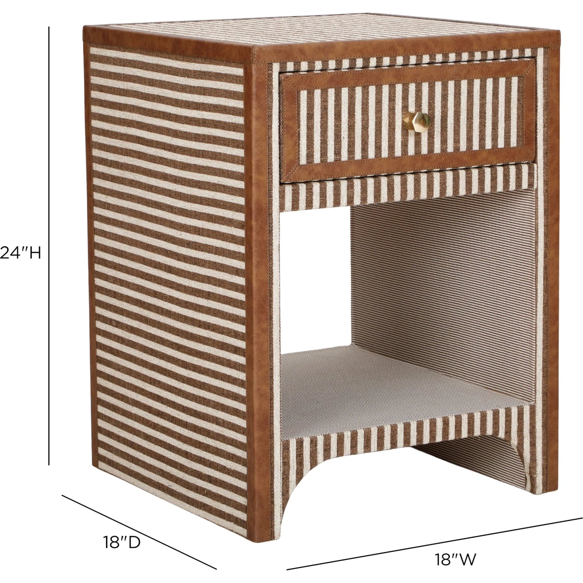 Kora 1-Drawer Contract-Grade Nightstand by TOV Furniture in brown. Made from cotton, jute, mdf in a unique style.