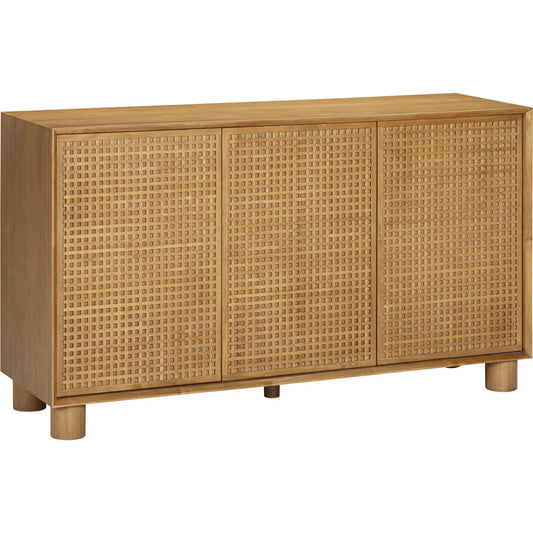 Miles 3-Door Sideboard by TOV Furniture in natural. Made from mdf, rubberwood, veneer in a unique style.