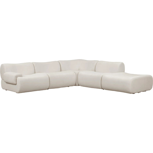 Zenith 5-Piece Contract-Grade Upcycled Modular Sectional by TOV Furniture. Made from fabric, plywood, rubberwood in a unique style.