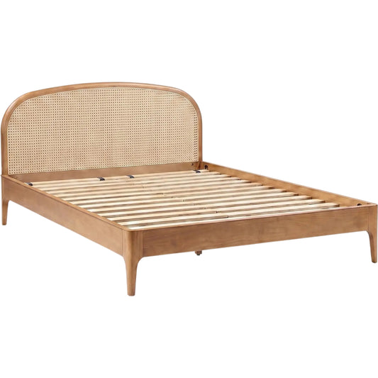 Mico Natural Bed by TOV Furniture in pecan. Made from plywood, rattan, rubberwood in a unique style.