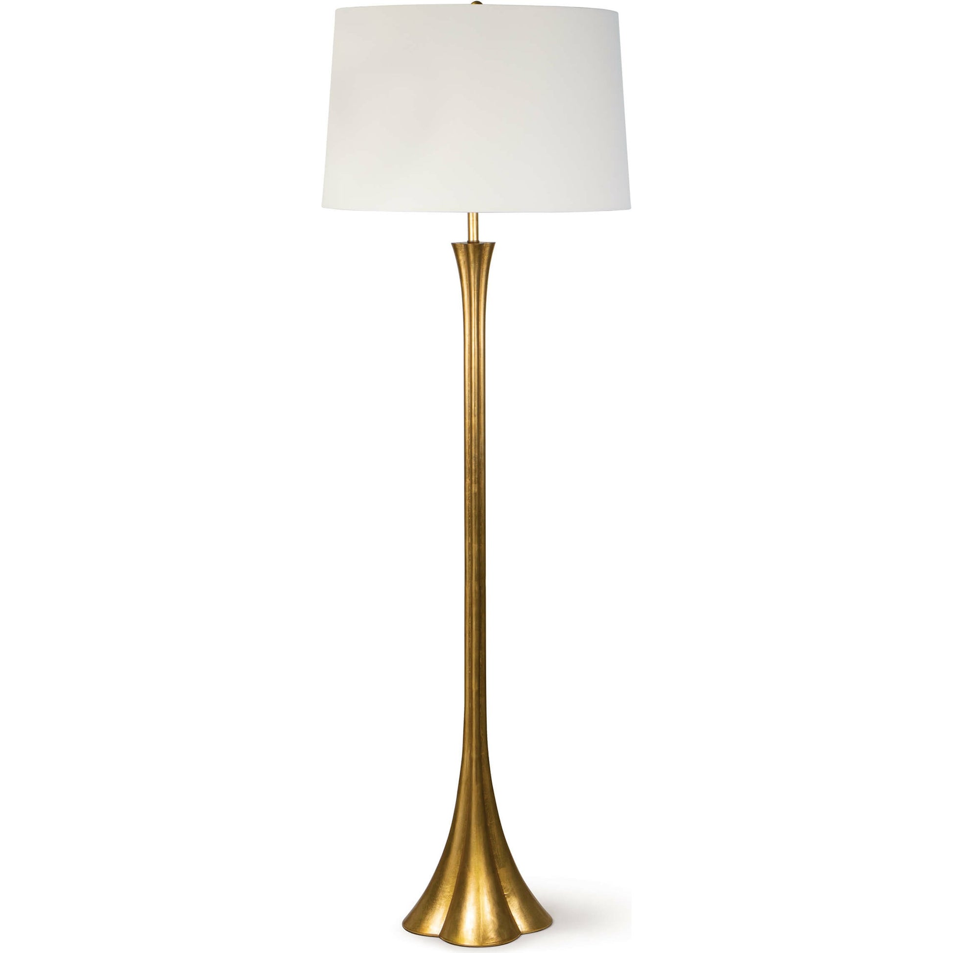 Lillian Floor Lamp by Regina Andrew in gold and gold leaf. Made from iron in a transitional style.