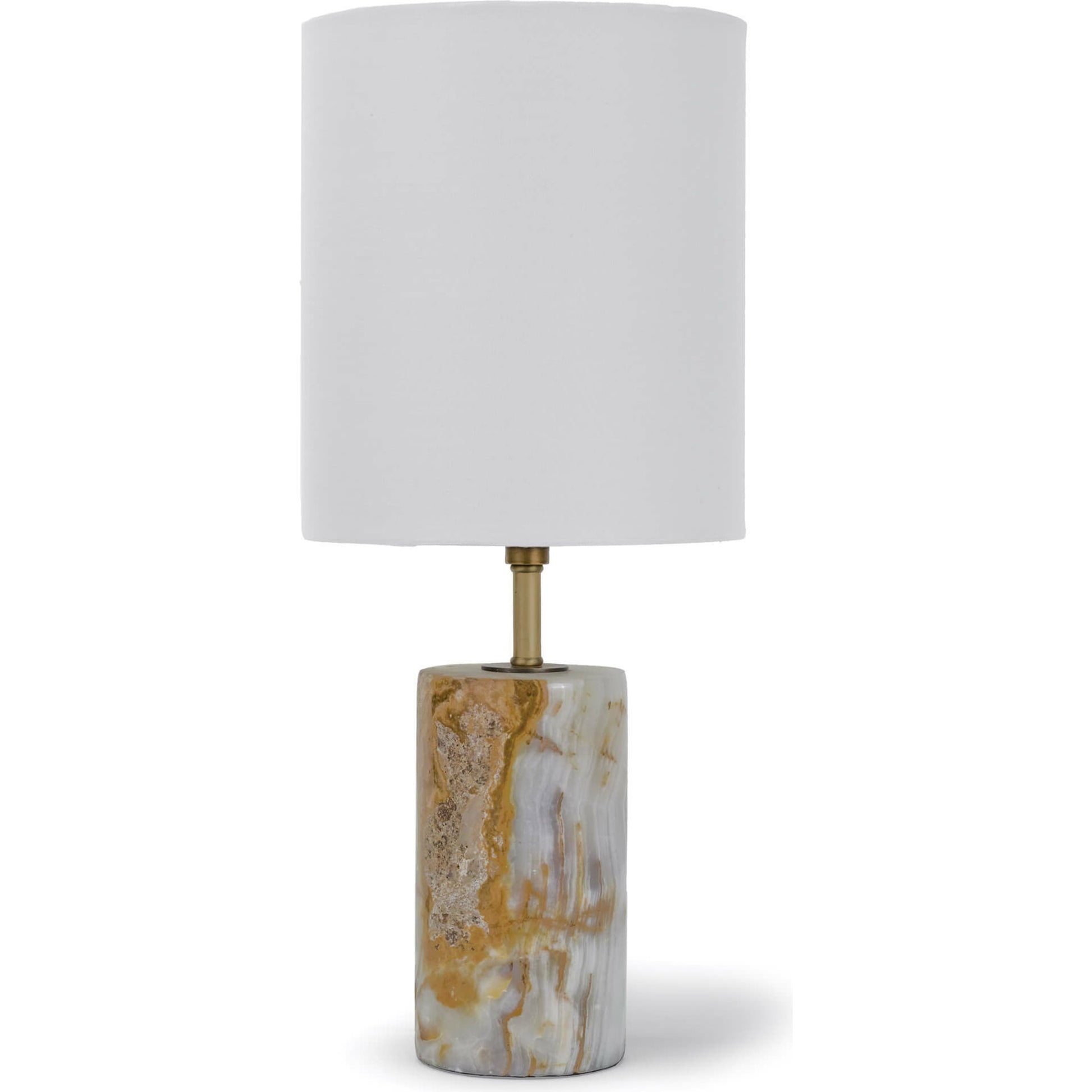 Jade and Brass Mini Cylinder Lamp by Regina Andrew in white, natural. Made from jade in a eclectic & global style.