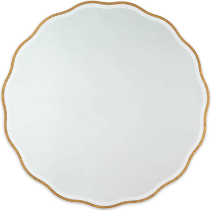 Candice Round Mirror by Regina Andrew in gold and gold leaf. Made from resin in a transitional style.