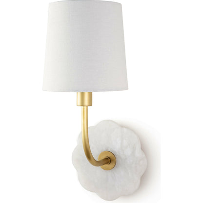 Camilla Bent Arm Sconce by Regina Andrew in white and natural stone. Made from alabaster in a transitional style.