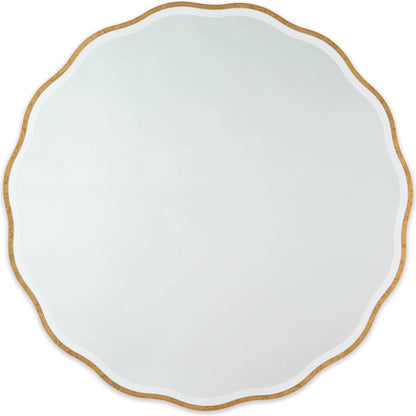 Candice Round Mirror by Regina Andrew in gold and gold leaf. Made from resin in a transitional style.