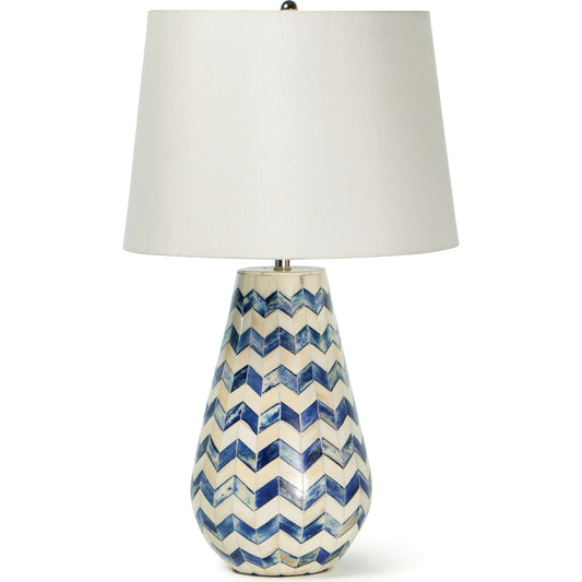 Cassia Blue Chevron Table Lamp by Regina Andrew in blue. Made from bone in a modern style.