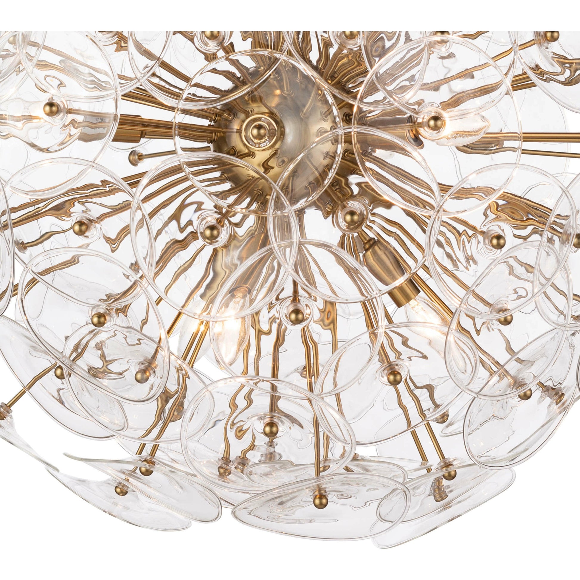 Poppy Glass Chandelier by Regina Andrew in natural brass. Made from steel in a cottage & farmhouse style.