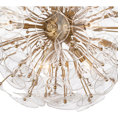 Poppy Glass Chandelier by Regina Andrew in natural brass. Made from steel in a cottage & farmhouse style.