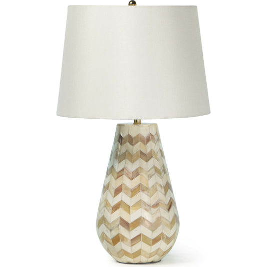 Cassia Neutral Chevron Table Lamp by Regina Andrew in neutral. Made from bone in a modern style.