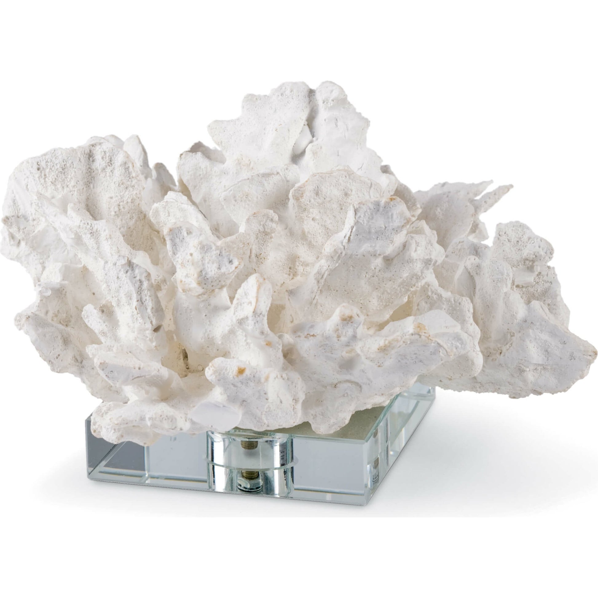 Flower Coral on Crystal Base by Regina Andrew in white, natural and white. Made from resin in a coastal style.