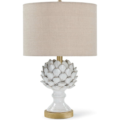 Leafy Artichoke Ceramic Table Lamp by Regina Andrew in white, natural and white. Made from steel in a traditional style.
