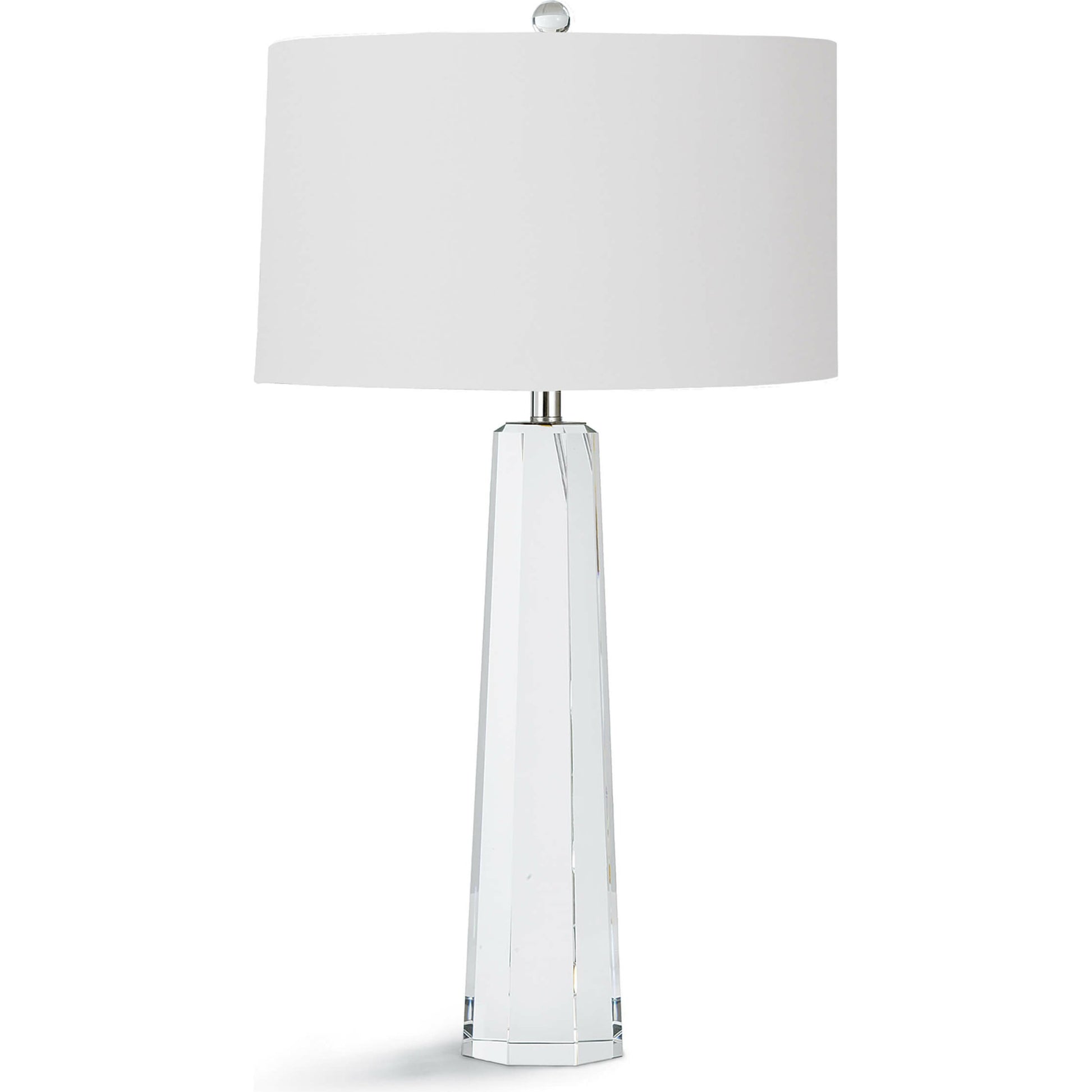 Tapered Hex Crystal Table Lamp by Regina Andrew in nickel and polished nickel. Made from crystal in a modern style.