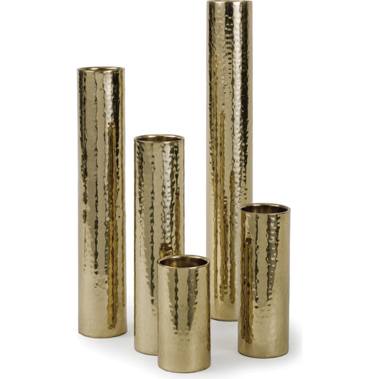 Hammered Bud Vase Set by Regina Andrew in gold and gold. Made from stainless steel in a modern style.