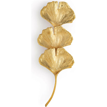 Ginkgo Sconce by Regina Andrew in gold and gold. Made from aluminum in a transitional style.