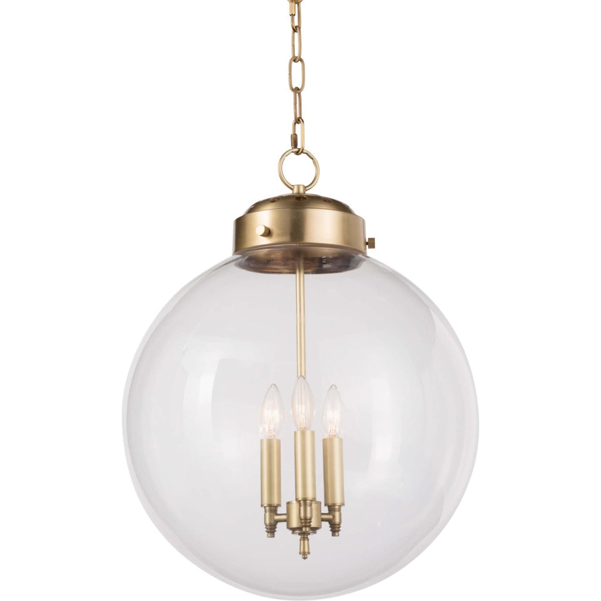 Globe Pendant in Polished Nickel by Regina Andrew in nickel and polished nickel. Made from glass in a traditional style.