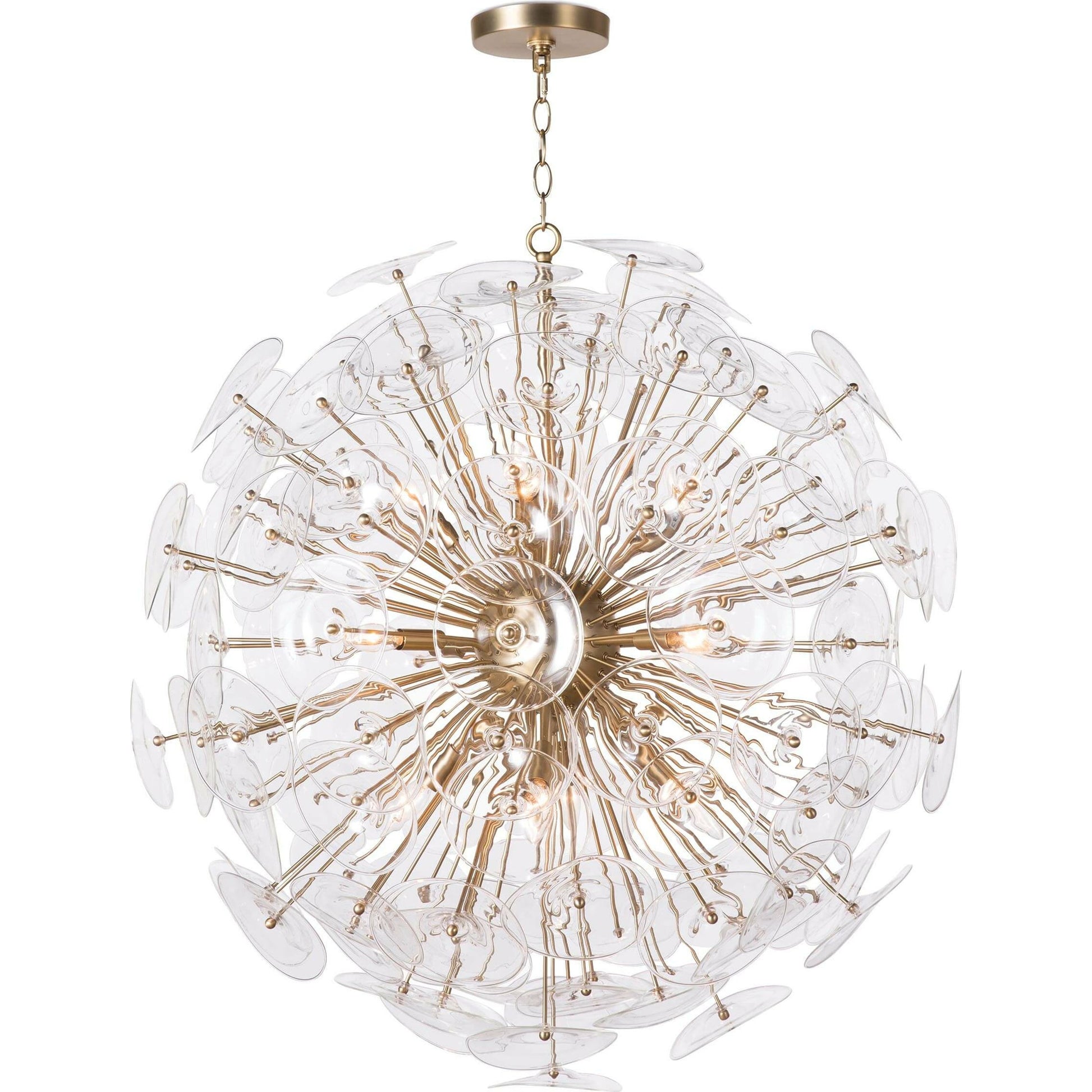 Poppy Glass Chandelier by Regina Andrew in natural brass. Made from steel in a cottage & farmhouse style.