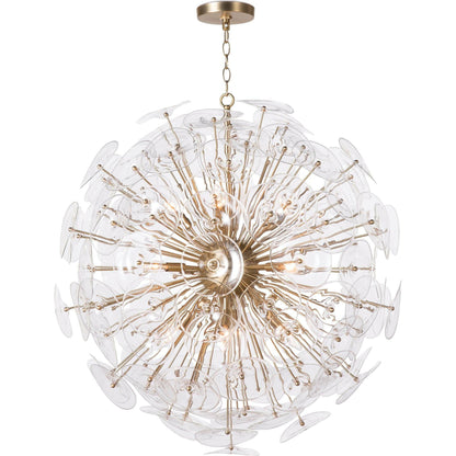 Poppy Glass Chandelier by Regina Andrew in natural brass. Made from steel in a cottage & farmhouse style.