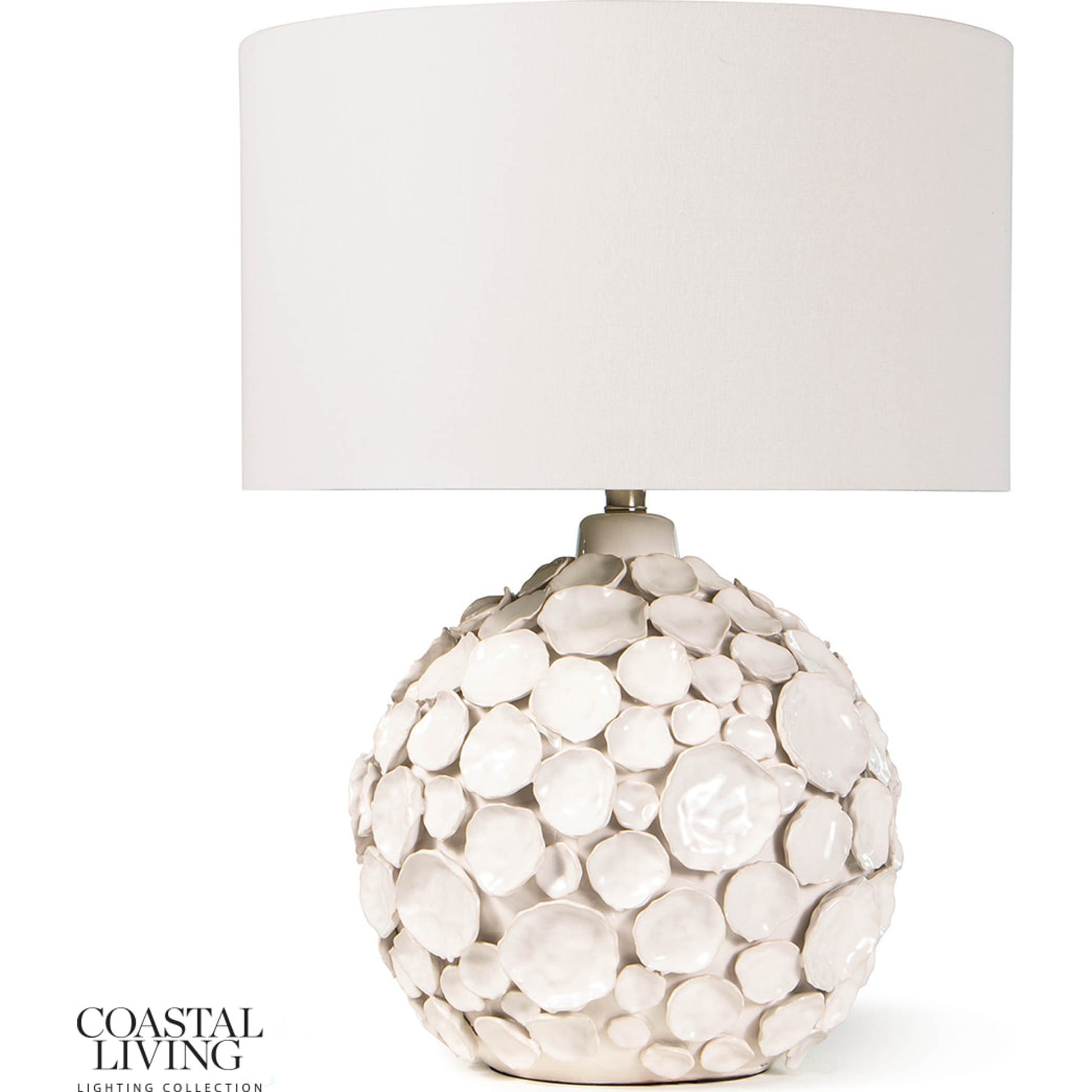 Lucia White Ceramic Table Lamp by Regina Andrew in white. Made from ceramic in a coastal style.
