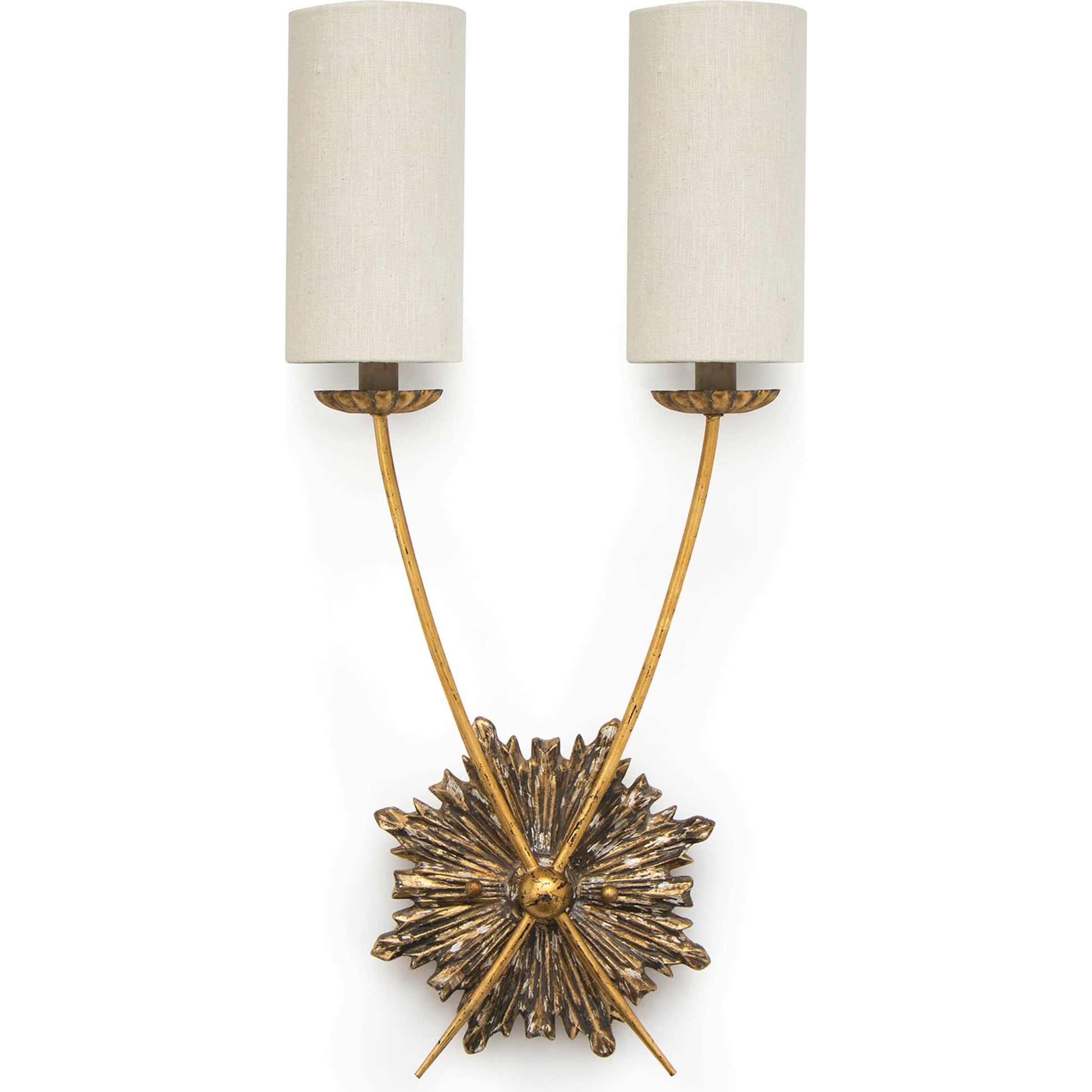 Louis Sconce by Regina Andrew in gold and antique gold. Made from birch wood in a transitional style.