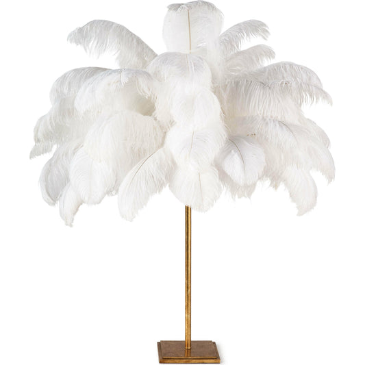 Josephine Feather Table Lamp by Regina Andrew in white and gold leaf. Made from steel in a eclectic & global style.