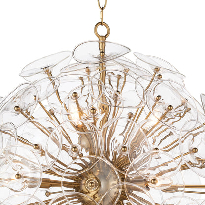 Poppy Glass Chandelier by Regina Andrew in natural brass. Made from steel in a cottage & farmhouse style.