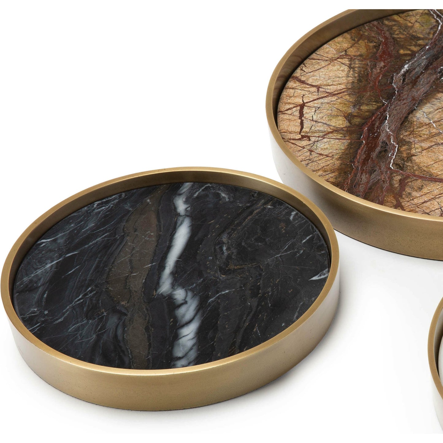 005 SR-770012 | Closeup | Mixer Trays (Set of 3) by Regina Andrew in brass and natural brass. Made from steel in a modern style.