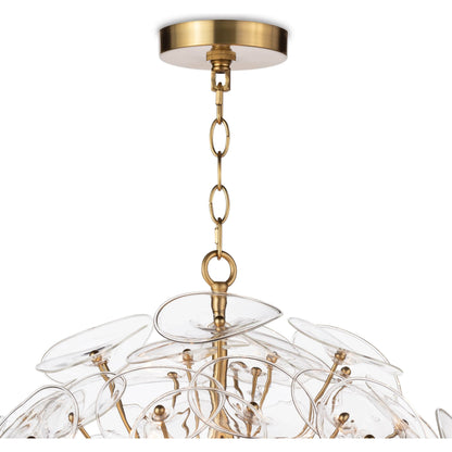 Poppy Glass Chandelier by Regina Andrew in natural brass. Made from steel in a cottage & farmhouse style.
