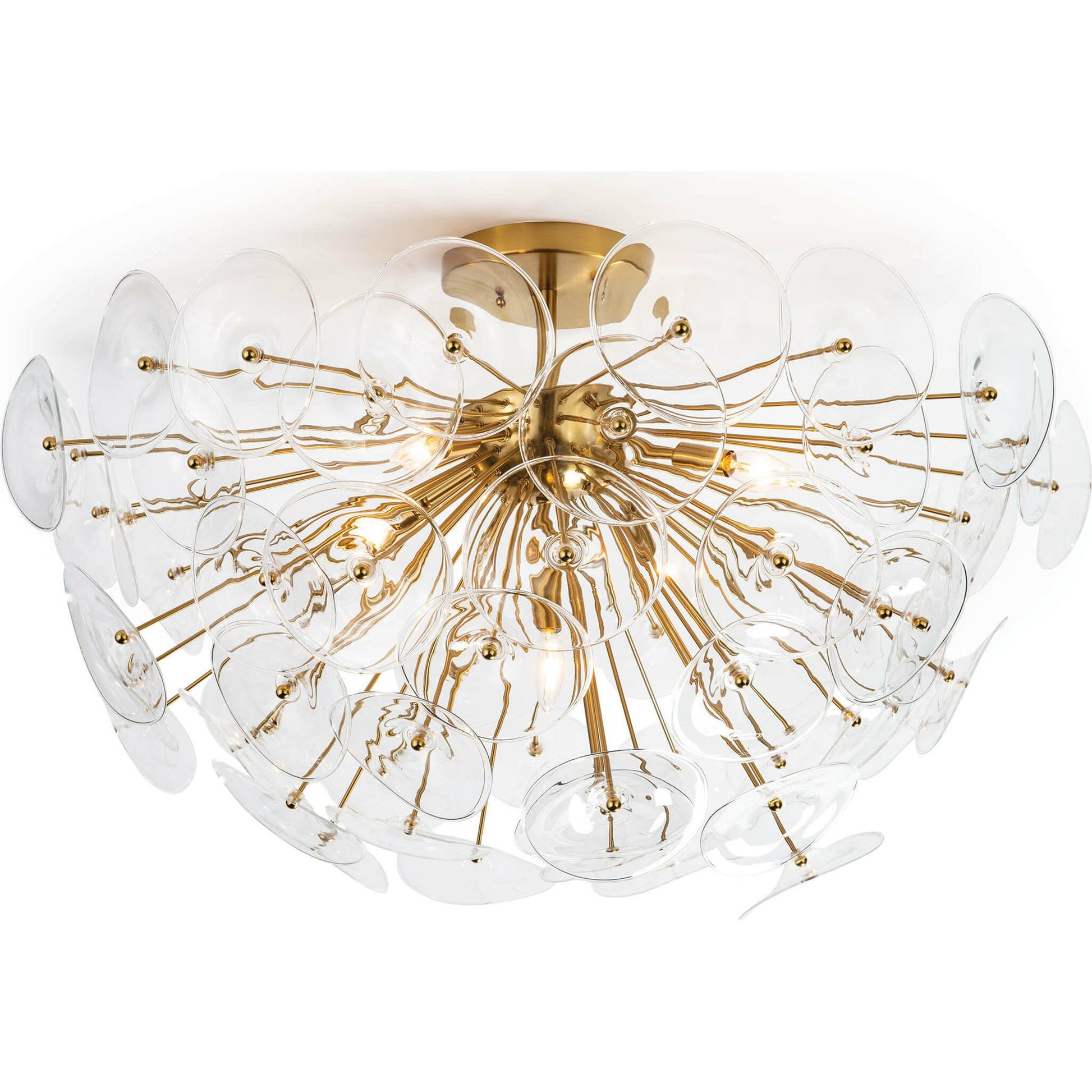 Poppy Glass Semi Flush Mount by Regina Andrew in brass and natural brass. Made from steel in a transitional style.