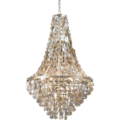 Capri Abalone Shell Chandelier by Regina Andrew in silver. Made from steel in a coastal style.