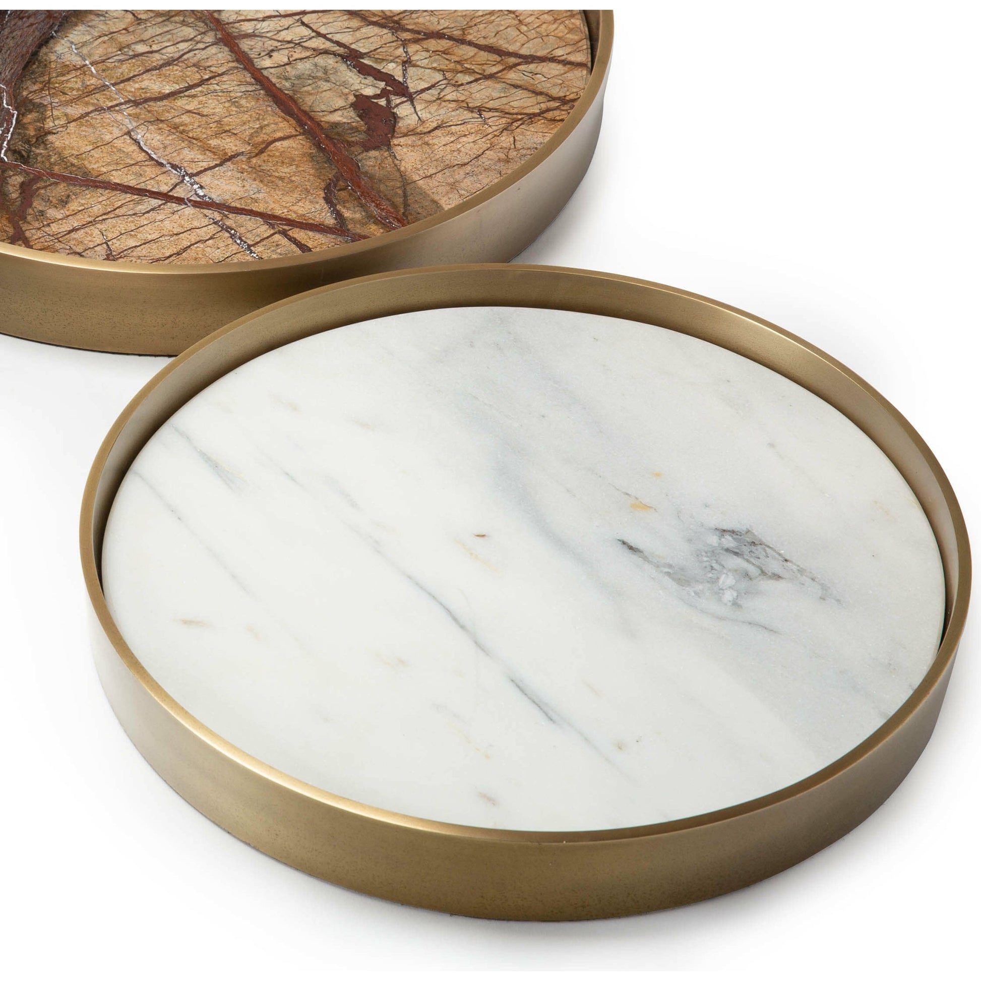 Mixer Trays (Set of 3) by Regina Andrew in brass and natural brass. Made from steel in a modern style.