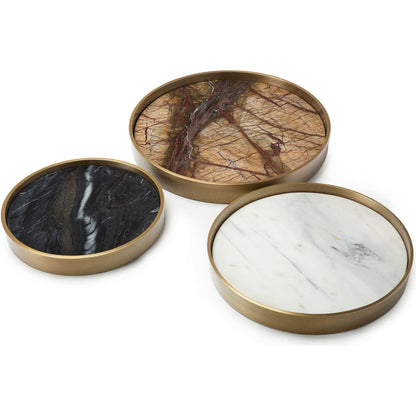 Mixer Trays (Set of 3) by Regina Andrew in brass and natural brass. Made from steel in a modern style.