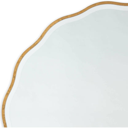 Candice Round Mirror by Regina Andrew in gold and gold leaf. Made from resin in a transitional style.