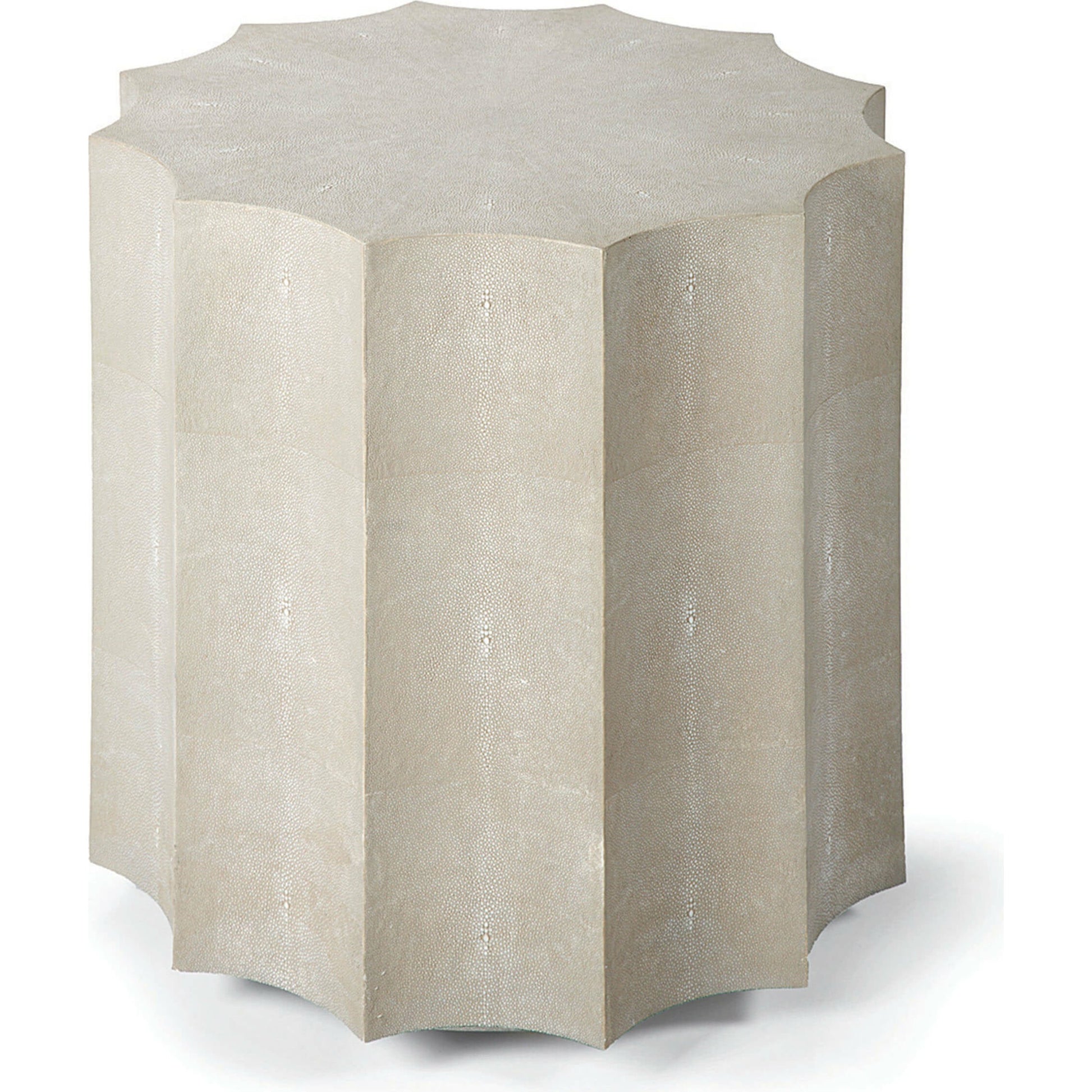 Marilyn Shagreen Scalloped Table by Regina Andrew in gray and ivory gray. Made from mdf in a modern style.