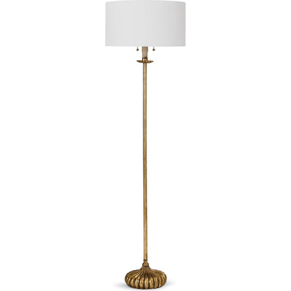 Clove Stem Floor Lamp by Regina Andrew in gold and antique gold leaf. Made from steel in a traditional style.