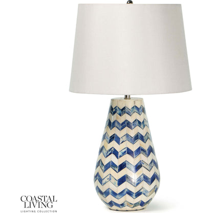 Cassia Blue Chevron Table Lamp by Regina Andrew in blue. Made from bone in a modern style.